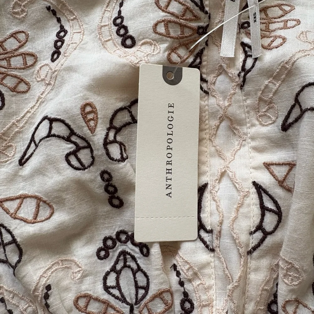 NWT Anthropologie Embroidered Eyelet Peplum Top - Picture 4 of 8